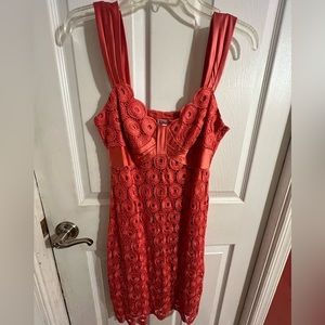 Anthro Yoana Baraschi coral crocheted eyelet lace dress size 4